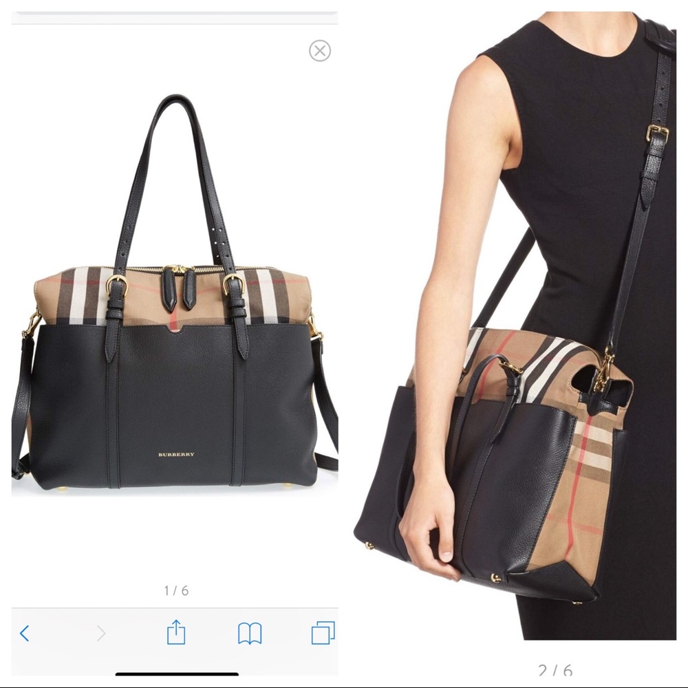 Burberry Mason Check baby bag leather canvas